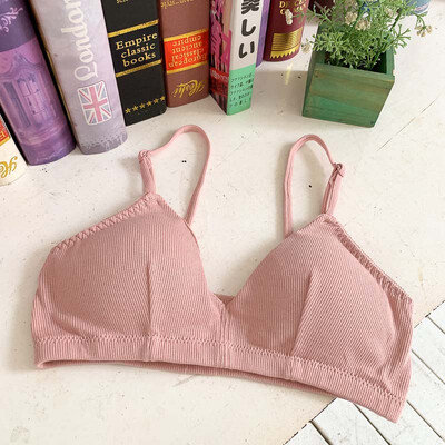 

Women Sexy Cotton Push Up Bra Triangle Cup Rib Elastic Padded Wire Free Lingerie BH Bralette Seamless White Pink Bras for Women