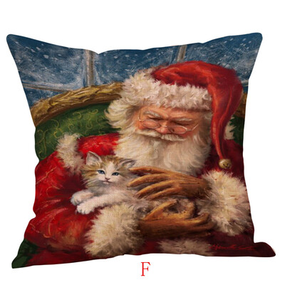 

Tailored Happy Christmas Pillow Cases Linen Sofa Cushion Cover Home Decor Pillow Case