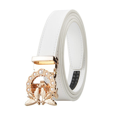 

Womens Automatic Buckle Genuine Leather Ladys Ratchet Holeless Belt Business High Quality Womens Real Belt for Pants