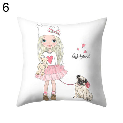 

Adorable Cute Girl Letter Throw Pillow Case Cushion Cover Sofa Bed Car Decor