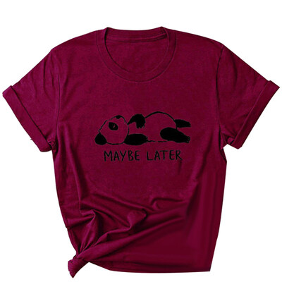 

Cute Cartoon Panda Letter Print Women Plus Size Summer T-Shirt Short Sleeve Top