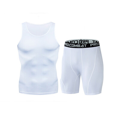 

Toponeto Mens Casual Fitness Fast Drying Elastic Vest Tops Short Pants Sports Tight Suit