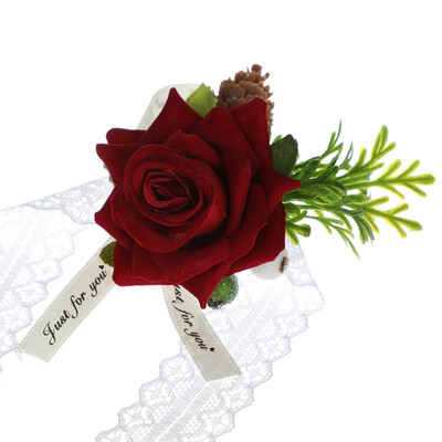 

Wedding Corsage White Silk Roses Corsages Boutonnieres Wedding Decoration Marriage Rose Corsage Boutonniere Flowers Bridesmaid