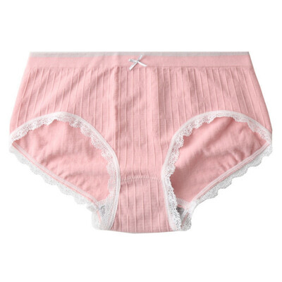 

Panties Women Fashion New Solid Color Stitching Color Lace Briefs Japanese Bow Briefs Female