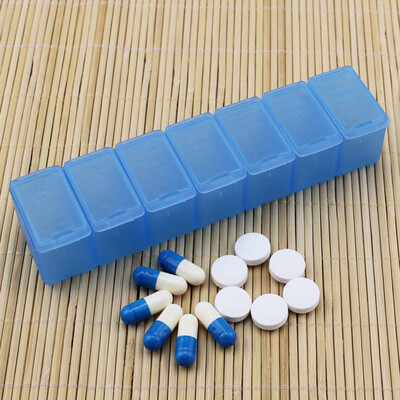 

Plastic Medicine Weekly 7 Days Storage Pill Bag Box Container Folder White