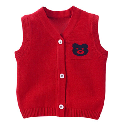 

Autumn Winter Newborn Baby Boys Girls Cartoon Knitted Vest cardigan Coat Infant Top Sleeveless Sweaters Outerwear Clothes Wear