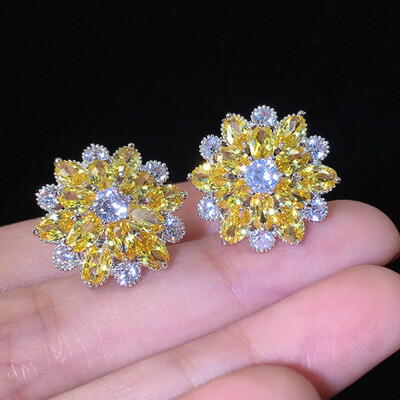 

Earring 2019 Hot Fashion Flash Zircon Flower Earrings Women Girls Jewelry Gift New