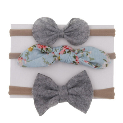 

3Pcs Cute Rabbit Ear Baby Headband Neonata Bow Flower Elastic Haarband Baby Girls Headbands Children Turban Hair Accessories Set