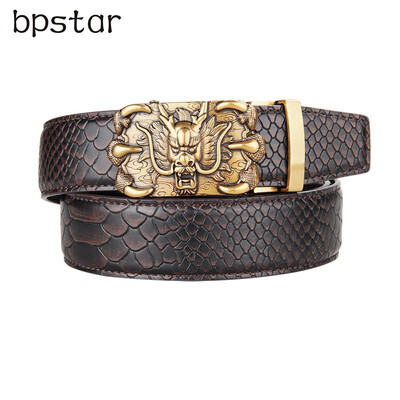 

bpstar Mens automatic buckle real leather belt