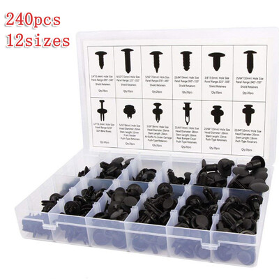 

240pcs 12 Size For Ford 150 Trim Clip Pin Retainer Panel Bumper Fastener Kit Set