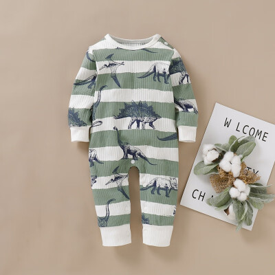 

Autumn Baby Boy Casual Cartoon Floral Print Romper Infant Long Sleeve Children Bodysuit Jumpsuit Outfits