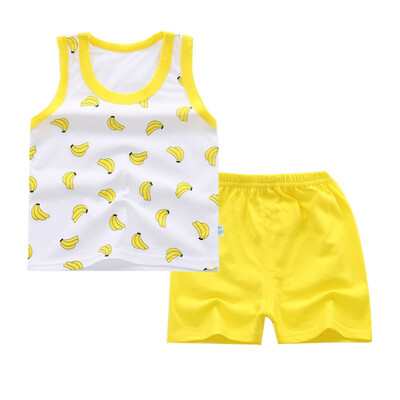 

WEIXINBY Summer Childrens Vest T-shirt Shorts Pant Suit Boys Girls Clothing Suit Baby Soft Cotton Clothes Newborn Kids Set 2Pcs
