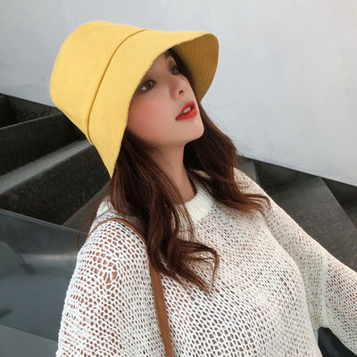 

Net Red Sunscreen Fishermans Cap Lady Japanese Pure Sunshade Cap Korean Fashion Barrel Cap Leisure Pot Cap