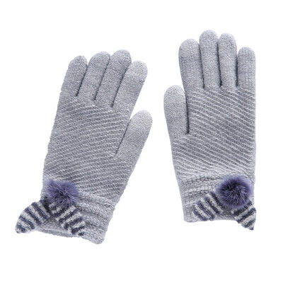 

New Women Winter Gloves with Plush Ball Decoration Touchscreen Wool Thick Texting Driving Cycling Running Gloves