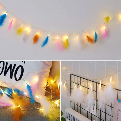 

22M 20 LEDs Feather Shape Light String Fairy Lights Wedding Christmas Garden Decoration Wall Hanging Lightnot Include Battery
