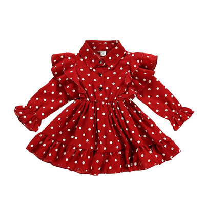 

New Autumn Children Girls Autumn Long Sleeve Princess Sweet Cotton Polka Dot Print Sweet Cute Dress