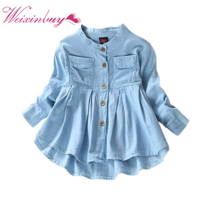 

Children Long Sleeve Denim Girl Jean Blouses Clothing Autumn Fashion Baby Girls Jeans Shirts
