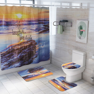 

〖Follure〗Rosy Clouds Shower Curtain Floor Mat Four-piece Bathroom Mat Set