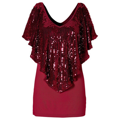 

Beautiful Sequin Women Lady Sparkle Glitter Tank Short sleeve Top T-Shirt ZY10