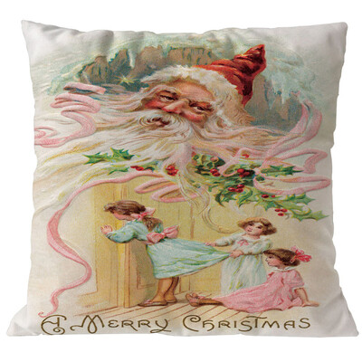 

Tailored Merry Christmas Pillow Cases Linen Sofa Cushion Cover Home Decor Pillow Core