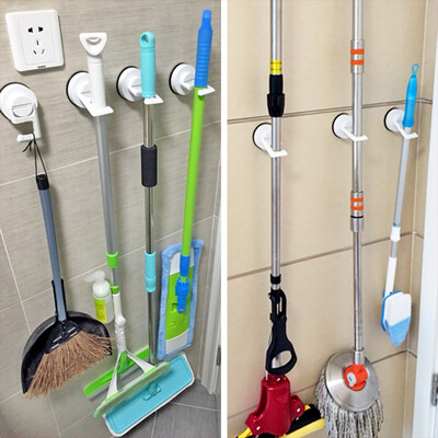 

deHub mop rack free punching mop hook wall hanging bathroom strong suction cup mop rack