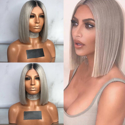 

Tailored Sexy Gradient Gray Party Wigs Short Curly Hair Mixed Colors Synthetic Wig