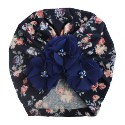 

Autumn Winter Soft Cute Newborn Baby Flower Pearl Design Girls Caps Infant Hat Turban Elastic Caps