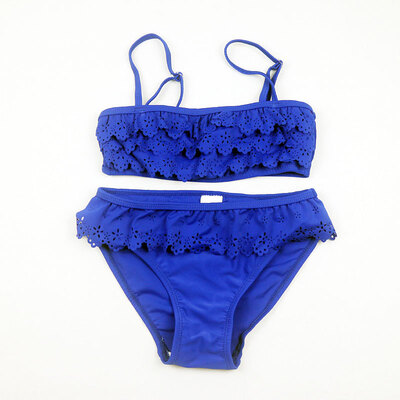 

Kids Girls Swimsuit Two Pieces Children Swimwear Solid Print Straps Swim Suits Children Split Hollow Bikini Sets Bathing Suit
