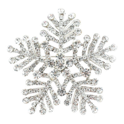 

Wedding Anniversary Silver Crystal Rhinestone Snowflake Brooch Pin Accessories