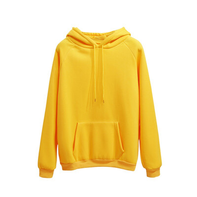 

Harajuku Thicken Women Hoodies Sweatshirt Autumn Winter Fashion Yellow Pullover Pocket Casual Drop-shoulder Coat Female