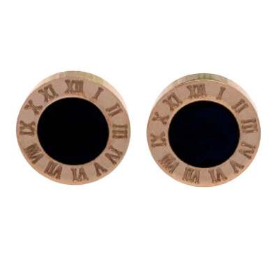 

Elegant Charming Earrings Black Agate Roman Numerals Stud Earrings WomenMen Girls Piercing Jewelry