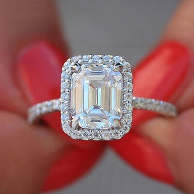 

Silver Color Exquisite Bijoux Fashion Square Wedding & Engagement Ring Made With Cubic Zirconia Jewelry
