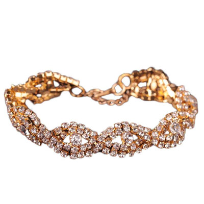 

Women Elegant Infinity Bracelet Full Rhinestones Clear Crystal Bracelet Bangle with Lobster Clasp Wedding Bride Jewelry