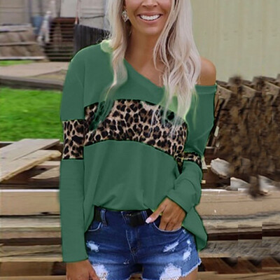 

Women T-shirt Leopard 2019 Fashion Lady Casual Long Sleeve Autumn T shirt Sexy V-Neck Tees Femme Ladies Plus Size Clothes