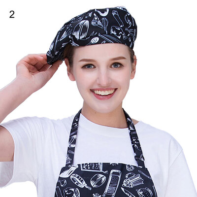 

Women Fashion Print Hotel Restaurant Chefs Beret Cafe Waiters Hat Cap Headgear