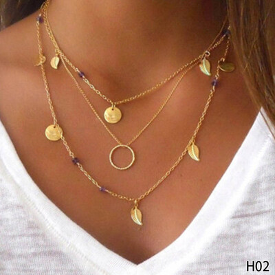 

Pendant Special Choker Women & Crystal Jewelry Leaf Bijoux Multilayer Best Long Necklace Gold s Novelty