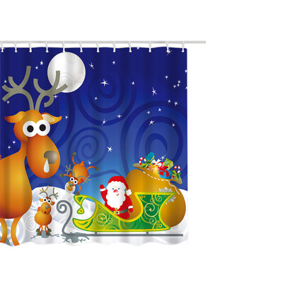 

Gobestart Christmas Waterproof Polyester Bathroom Shower Curtain Decor With Hooks 66x72