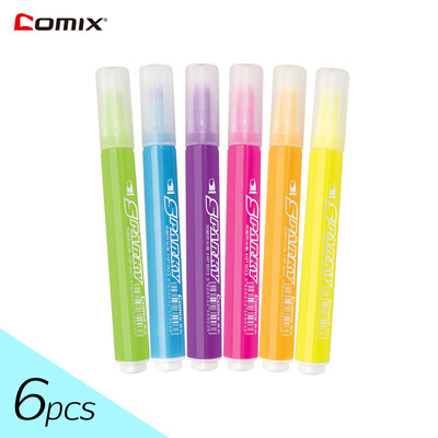 

COMIX K9036 Colored Highlighters Cute Marker Pens 6 Pieces Office School Supplies