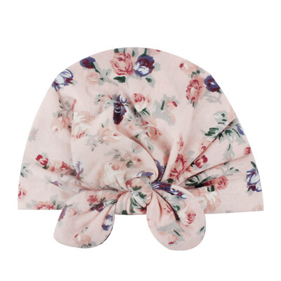 

Sweet Floral Baby Girl Hat Candy Color Baby Turban Cap for Girls Elastic Infant Accessories 1 PC