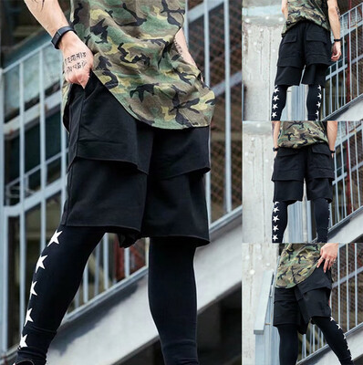 

Gobestart Summer Fashion Mens Stickers Pocket Tether Elastic Sports Pants Shorts