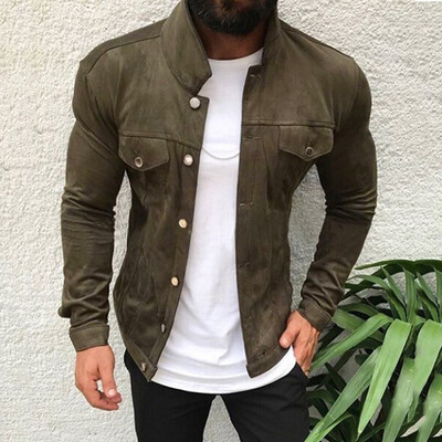

Gobestart Mens Button Autumn Winter Military Outwear Pure Color Breathable Coat