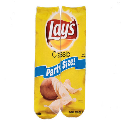 

Art Socks Women Potato Chips 3D Digital Printing Socks Puffed Food Snack High Stockings Cotton Art Long Socks For Men 40Cm