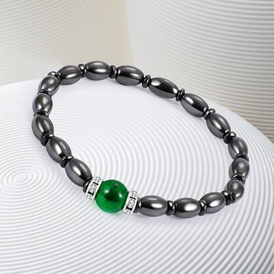 

Pretty Green Cats Eye Stone&Magnetic Beads Fashion Jewelry Bracelets Jewelry