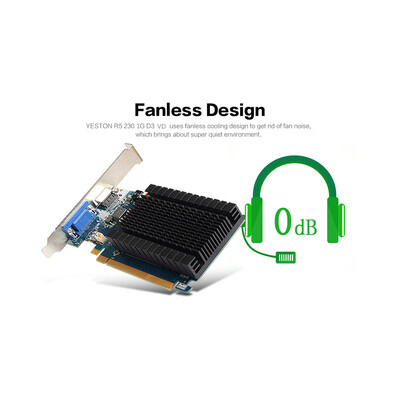 

Yeston R5 230 1G D3 VD Graphics Cards 625MHz 1GB64BITGDDR3 Half Height HDMIVGA Low Power Consumption GPU