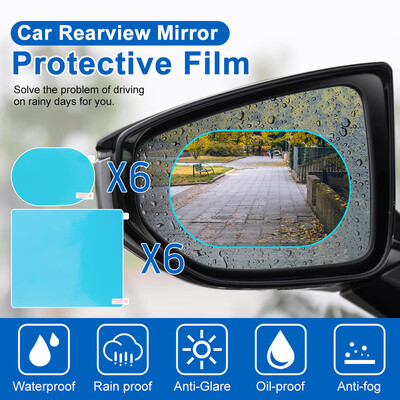

12 Pcs Car Rearview Mirror Film Rainproof Waterproof Mirror Film Anti Fog Nano Coating Car Film for Car Mirrors&Side Windows