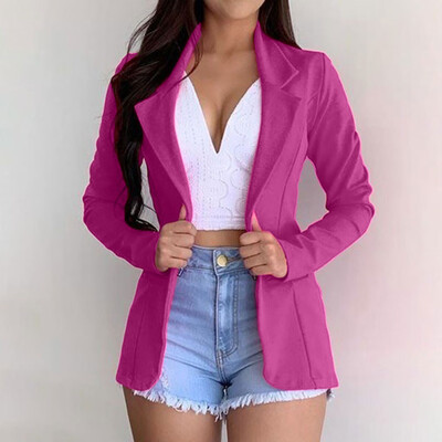 

Toponeto Women Office Long Sleeved Coat Suit Slim Cardigan Solid Color Casual Tops