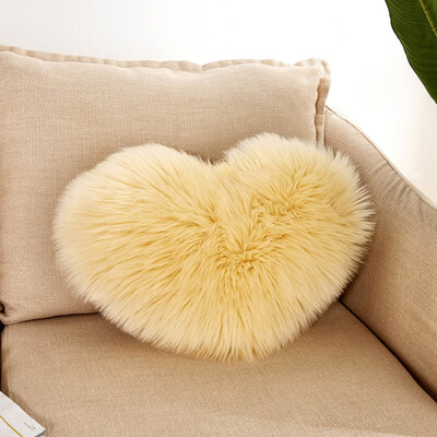 

Heart Shape Fluffy Faux Fur Plush Soft Sofa Chair Bed Room Decor Pillow Case Cushion Cover
