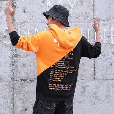 

Toponeto Mens New Fashion Autumn Winter Hooded Long Sleeved Jacket Stitching Color Tops