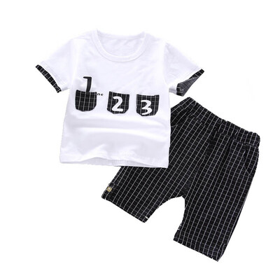 

Boys Clothing Children Summer Boys Clothes Cartoon Kids Boy Clothing Set T-shitPlaid Pants Cotton