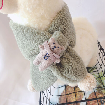 

Warm Children Unisex Autumn Winter Fashion Casual All-match Warm Cute Plush Bear Decoration Lambskin Scarf